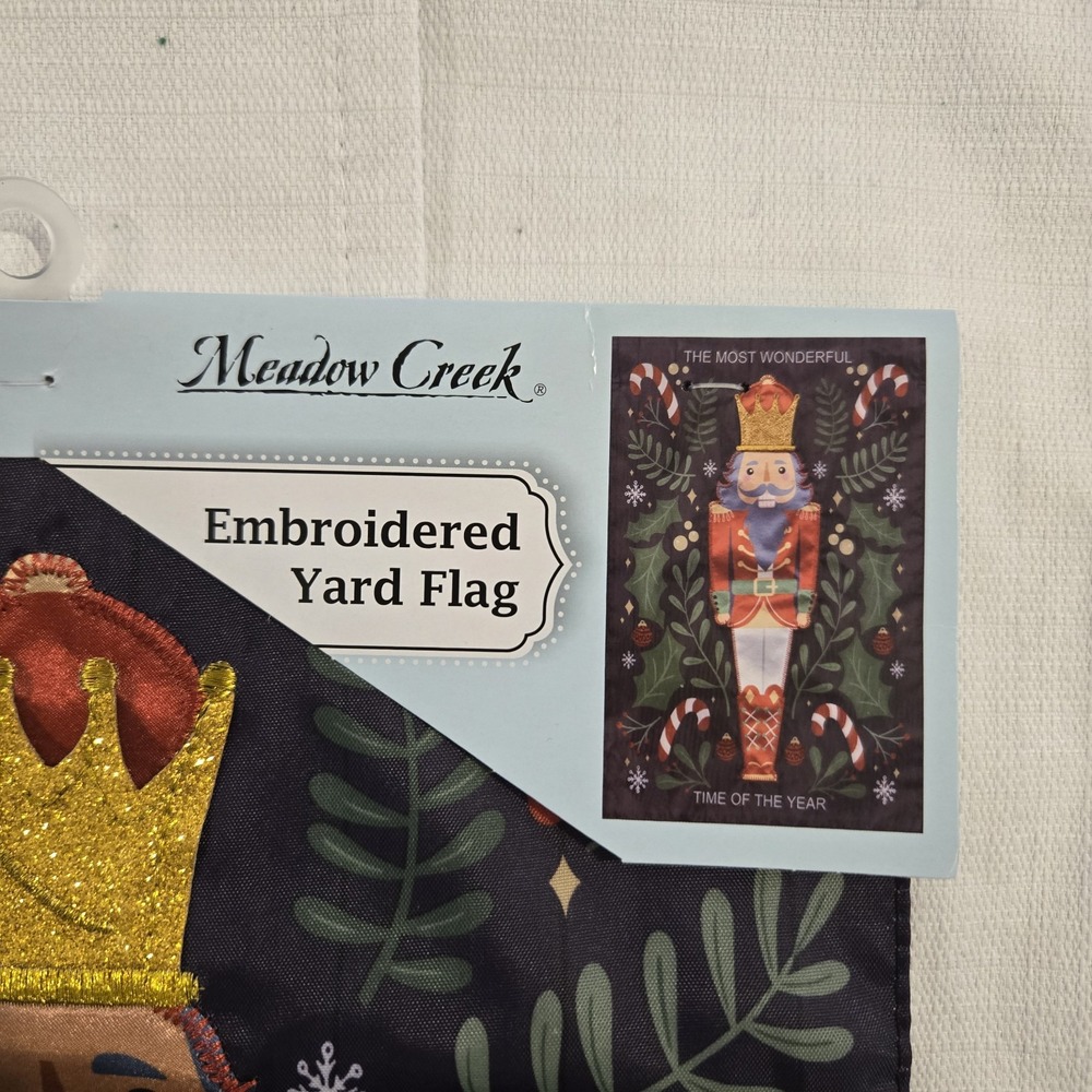 NWT Hand Stitched Embroidered Small Yard Flag Christmas Nutcracker 11.5" X 18"‎ - Picture 4 of 7